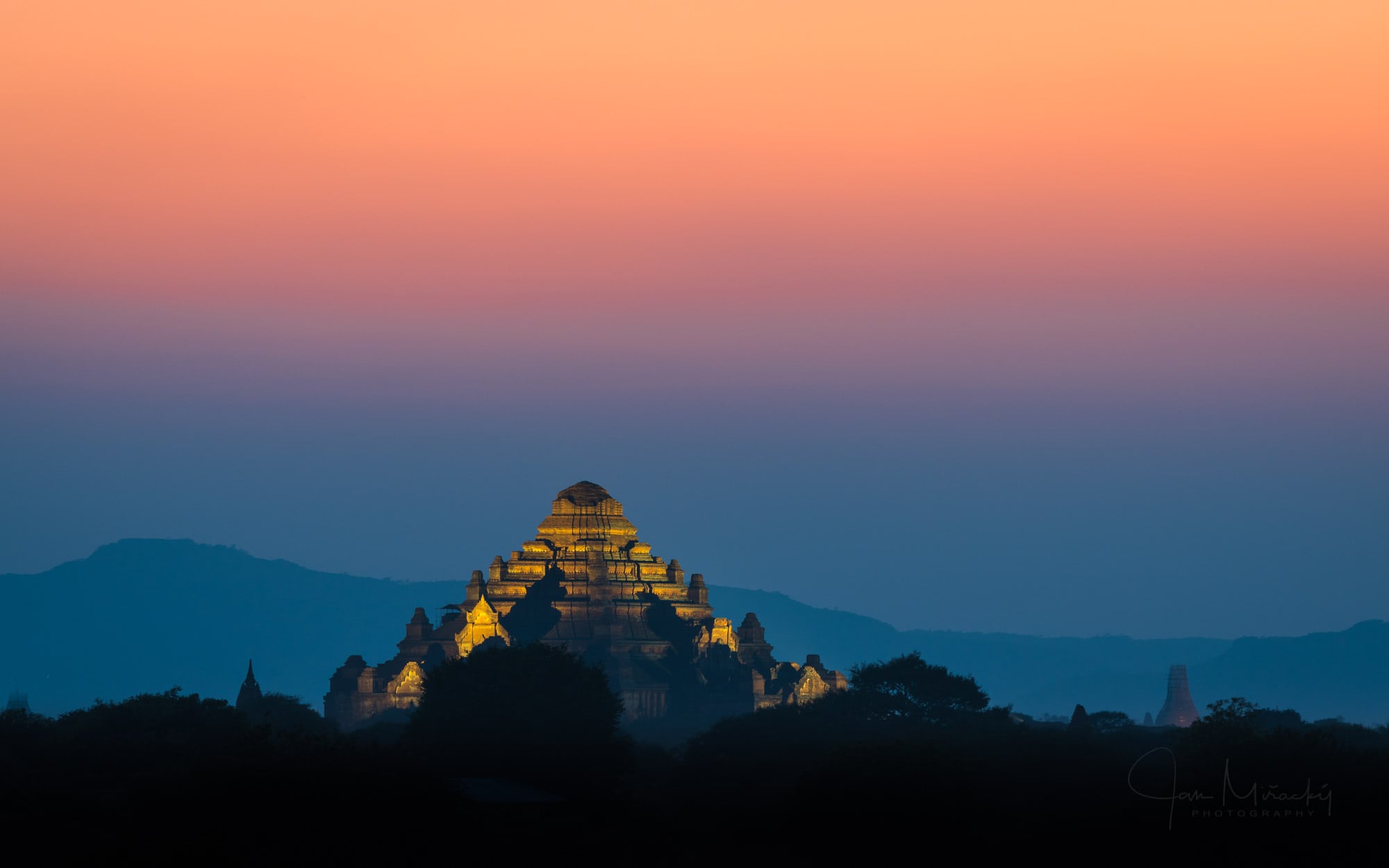 Pagoda after sunset in Bagan