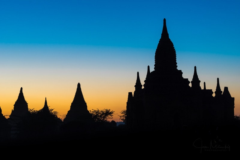 Temples of Bagan at dusk