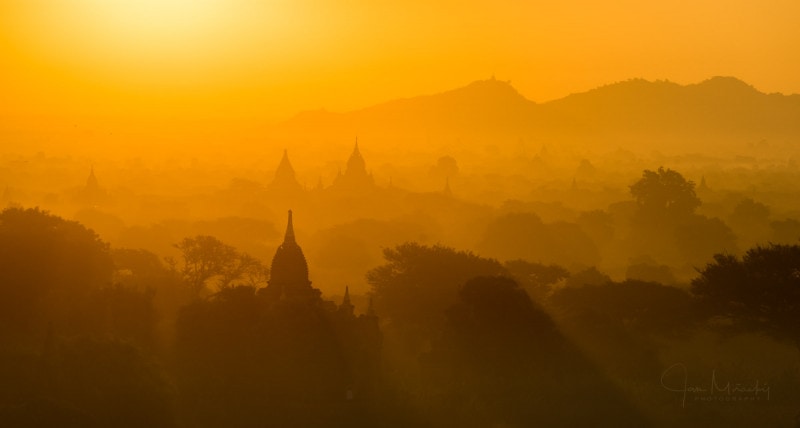 Bagan temples at sunrise
