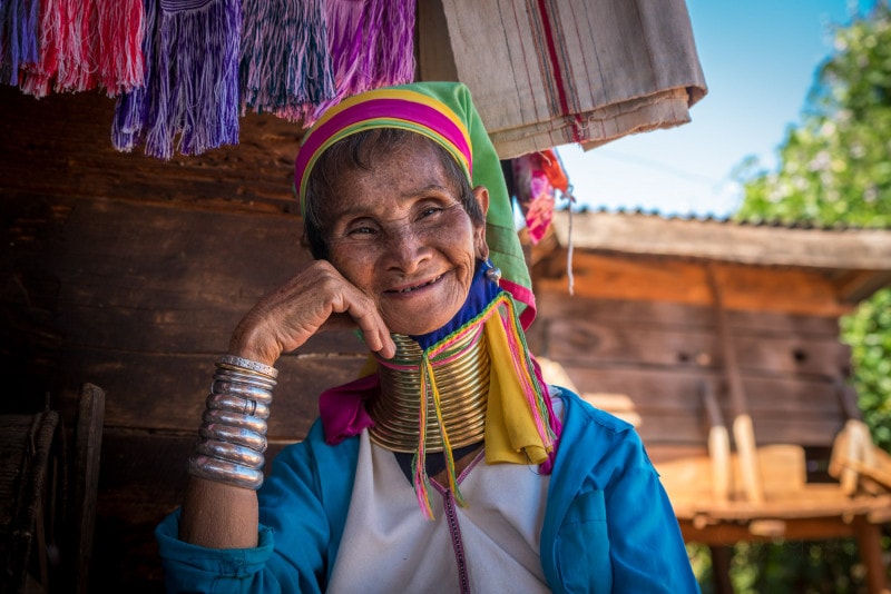 Old woman from Kayan (Padaung, Long-neck) tribe
