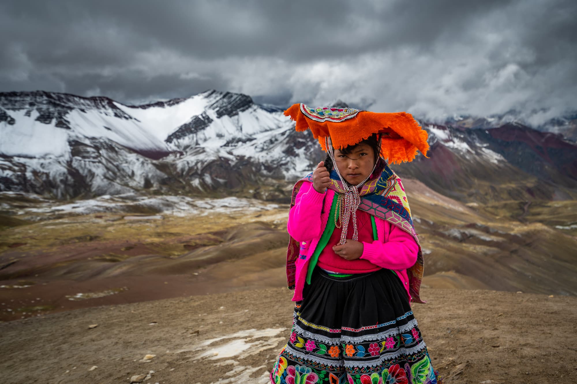 Young girl at Rainbow Mountain