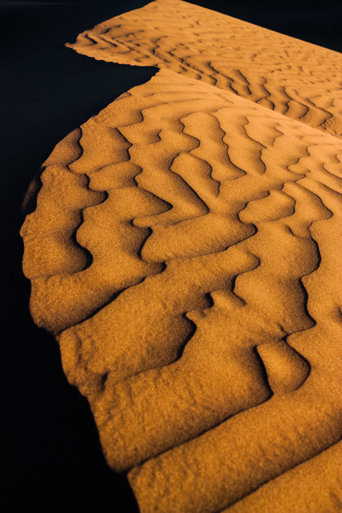 Details of a sand dune at sunset