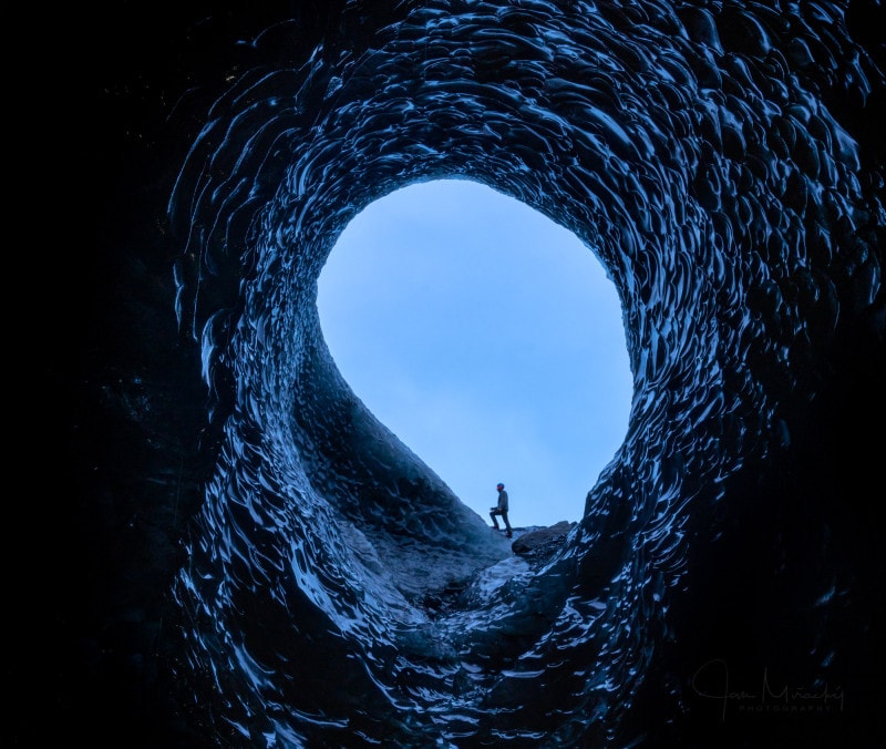 Man standing in Ice Cave