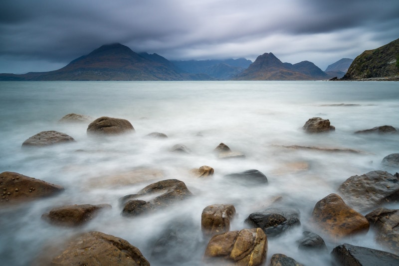 Seascape with Black Cuillins mountains