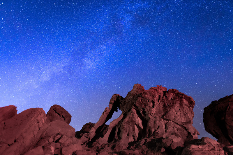 Milky Way above Elephant rock formation, Valley of Fire State Pa