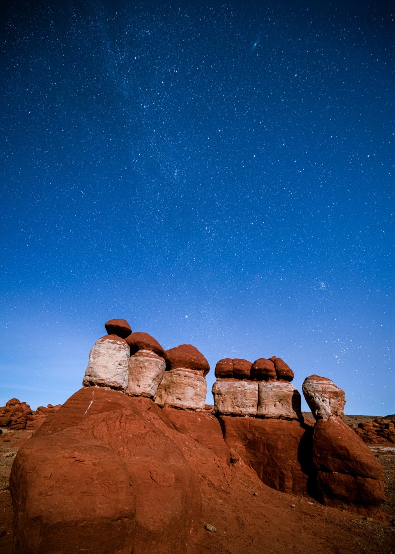 Milky Way over Little Egypt rock formations, Utah