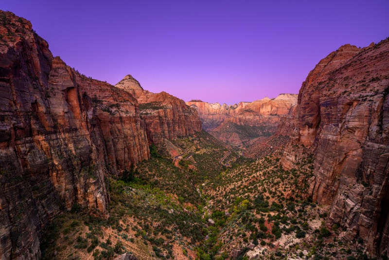 Zion Canyon Overlook before sunrise, Zion National Park