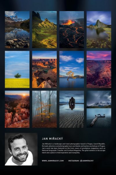 Zadní strana kalendáře krajinářské fotografie Jana Miřackého 2022