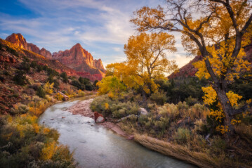 The Watchman in fall at sunset, Zion National Park, Utah